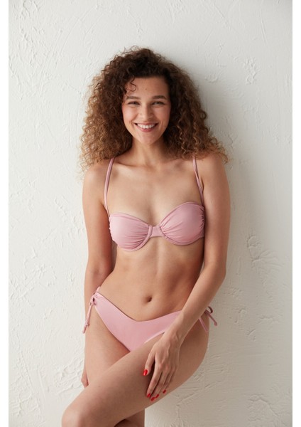 Pembe River Balenli Bikini Üstü