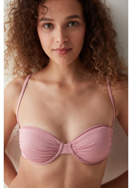 Pembe River Balenli Bikini Üstü