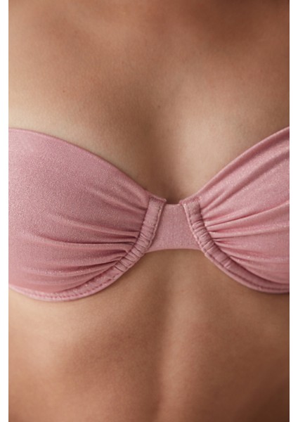 Pembe River Balenli Bikini Üstü