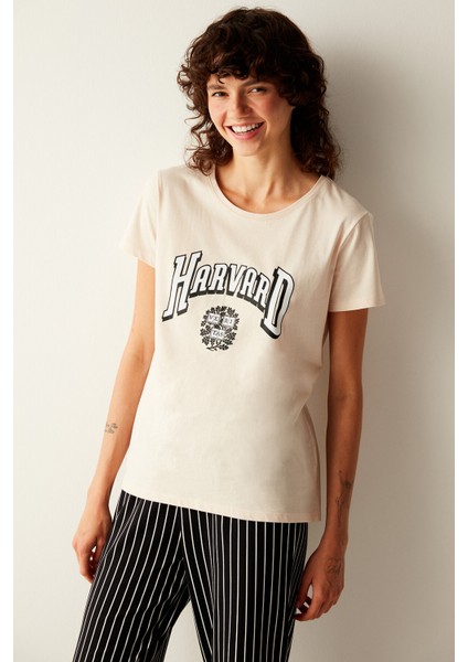 Harvard Slogan Baskılı Pijama Takımı