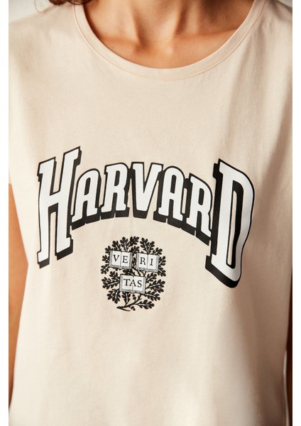 Harvard Slogan Baskılı Pijama Takımı