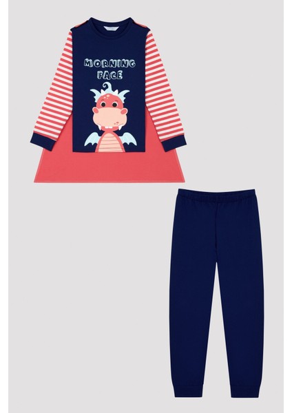 Erkek Çocuk Dragon Face Uzun Kollu Pijama Takımı