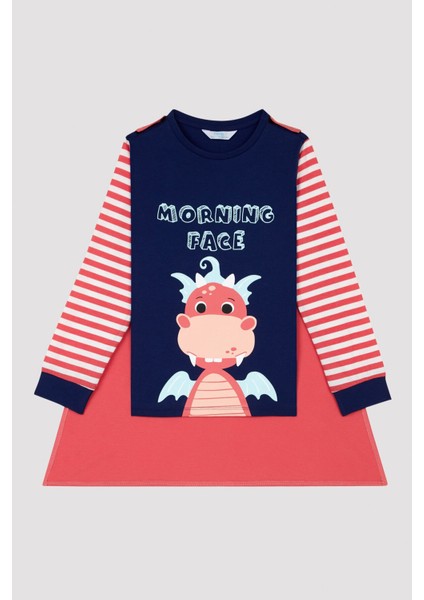 Erkek Çocuk Dragon Face Uzun Kollu Pijama Takımı