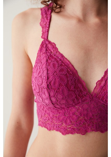 Sole Back Dantelli Fuşya Bralet