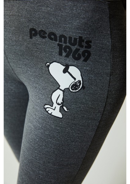Yüksek Bel Snoopy Desenli Tayt