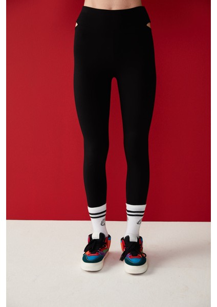 Kesik Detaylı Tayt-keith Haring Koleksiyonu