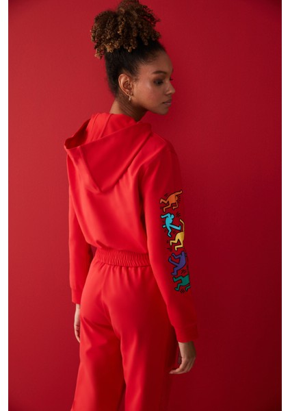 Active Crop Sweatshirt -Keith Haring Koleksiyonu
