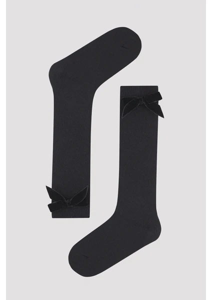 Kız Çocuk Black Ribbon Pantolon Çorabı