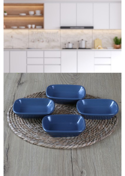4 Adet 13CM Mat Mavi Kahvaltılık Çerezlik Kayık