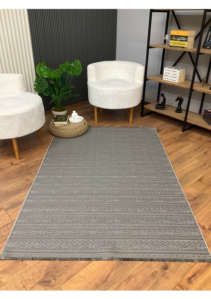 Makinede Yıkanabilir Kaymaz Tüy Vermez Salon Mutfak Koridor Halısı 3905 Gri
