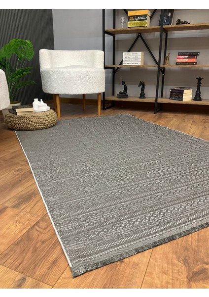 Makinede Yıkanabilir Kaymaz Tüy Vermez Salon Mutfak Koridor Halısı 3905 Gri