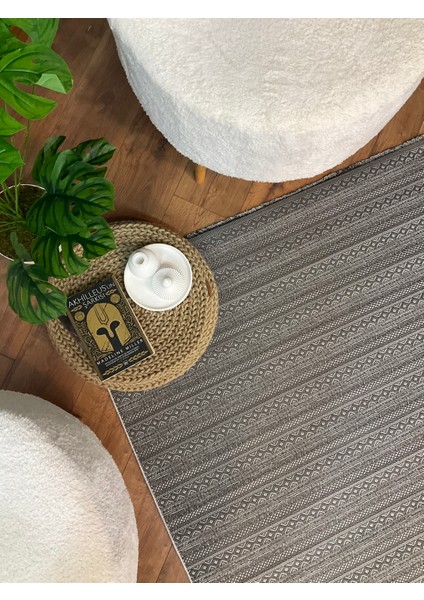 Makinede Yıkanabilir Kaymaz Tüy Vermez Salon Mutfak Koridor Halısı 3905 Gri