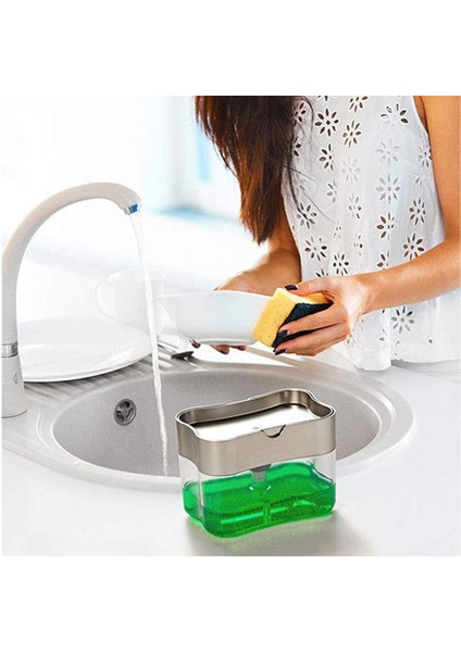 Sabunluk Seti, Lavabo Düzenleyici, Sünger Tutuculu Pompalı Sabunluk, Deterjan Dispenseri, Mutfak Için Mutfak Eşyası Tutucu (Yurt Dışından)