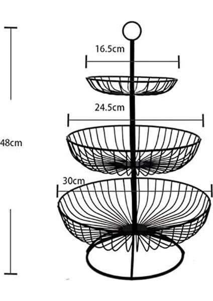 Meyve Sepeti 3 Katmanlı Metal Meyve Fincan Sebze Meyve Kasesi Meyveli Kek Ekran Standı Mutfak Masa Dekor Için Meyve Tel Raf Depolama Tutucu Kek Aperatifler Suşi Aperatifler (Yurt Dışından)