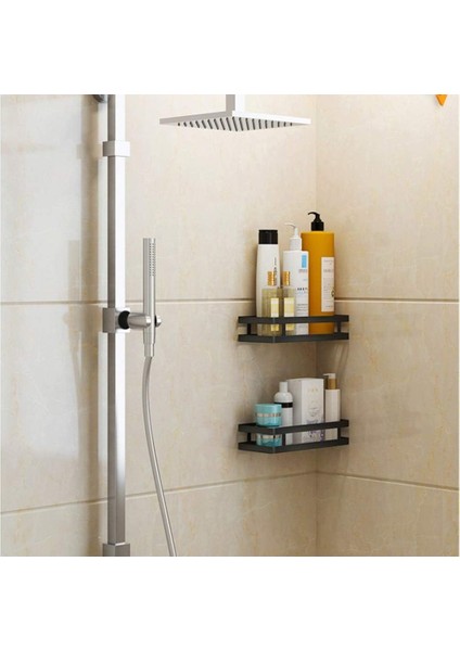 No Matkap Duş Rafı 1 Katmanlı Siyah Duş Rafı Mutfak Rafı Baharat Rafı Tırnaksız Paslanmaz Çelik Duvar Rafı Mutfak Banyo Için Yüzer Raf 20-50 cm (Yurt Dışından)