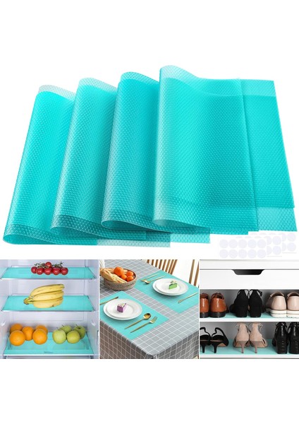 Paket Eva Buzdolabı Gömlekleri, Cam Raflar Için Yıkanabilir Buzdolabı Paspasları, Mutfak Dolabı Çekmeceleri, 4 Renkli Su Geçirmez Plastik Servis Altlıkları (Yurt Dışından)