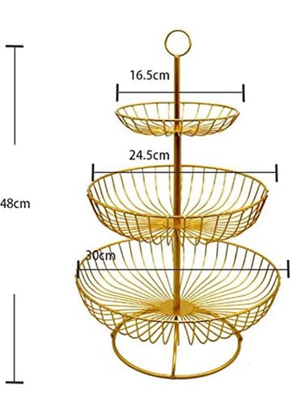 Meyve Sepeti 3 Katmanlı Metal Meyve Fincan Sebze Meyve Kasesi Meyveli Kek Ekran Standı Mutfak Masa Dekor Için Meyve Tel Raf Depolama Tutucu Kek Aperatifler Suşi Aperatifler (Yurt Dışından)