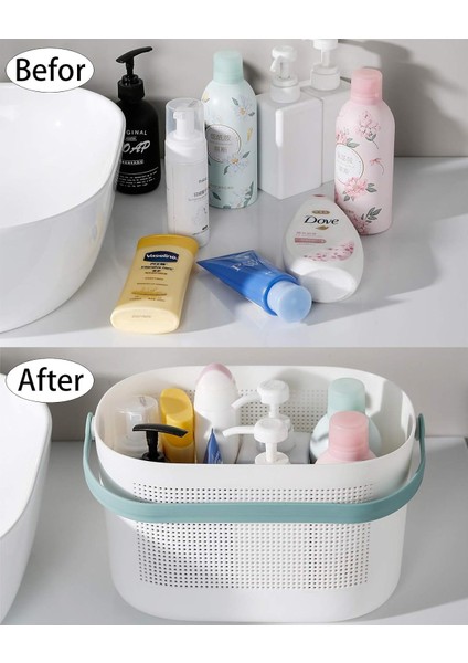 Kulplu Plastik Saklama Sepetleri, Banyo, Mutfak, Yurt Için Duş Rafları Organizatör Sepeti (Yurt Dışından)