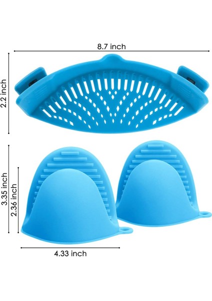 Silikon Geçmeli Süzgeç, Kevgir ve Süzgeç Için Isıya Dayanıklı Damlama Filtresi Kaselere, Tencerelere ve Tavalara Klipsler, 2 Silikon Eldiven Ile, (Yurt Dışından)