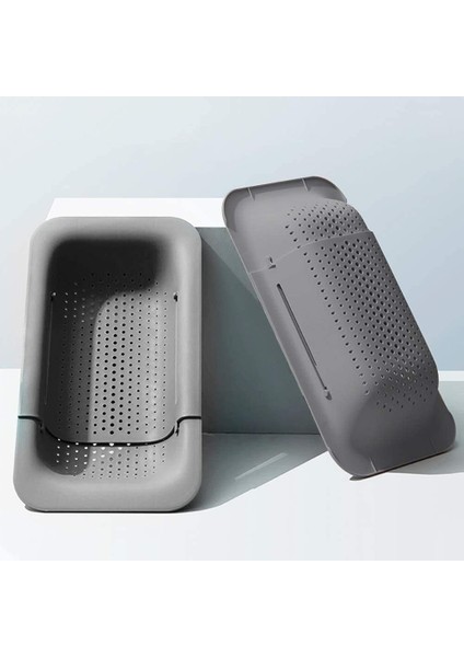 Lavabo Filtresi Tepsisi Çok Fonksiyonlu Mutfak Depolama Rafı Ayarlanabilir Lavabo Drenaj Rafı Yemekleri Meyve Sebze (Yurt Dışından)