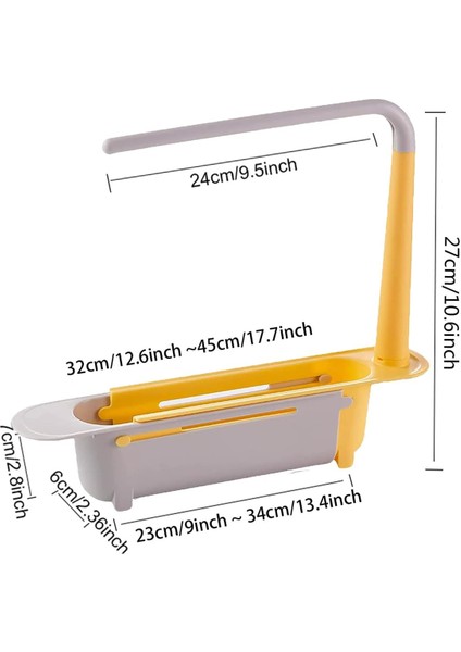 Teleskopik Lavabo Tutucu - Mutfak Lavabo Sünger Tutucu Düzenleyici - Çok Fonksiyonlu Mutfak Depolama Rafı, Süngerler, Sabun, Tabaklar Için, Ayarlanabilir Drenaj Rafı (Yurt Dışından)