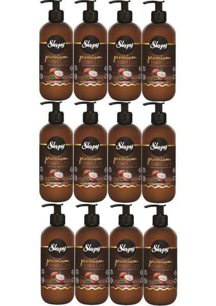 Sıvı Sabun Premium 500ml Brown Care Seri (Doğal Badem/Hindistan Cevizi/Argan) (12 Li Set)