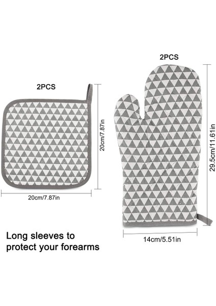 Fırın Eldiveni, Kaymaz Isıya Dayanıklı Pamuklu Fırın Eldiveni, Döngülü Mutfak Eldiveni, 1 Çift Fırın Eldiveni ve 2 Tencere Tutacağı (Yurt Dışından)