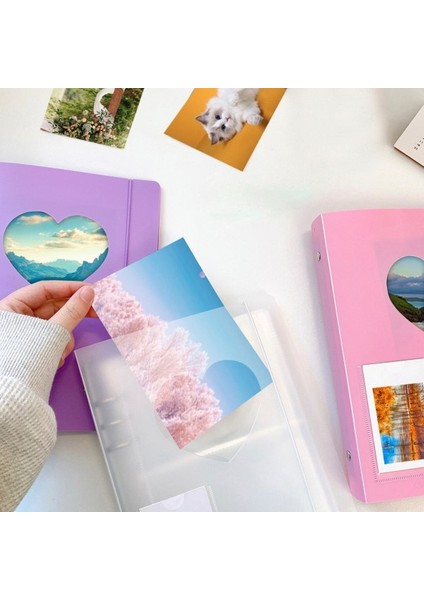 A5 Bağlayıcı Albüm Kpop Kart Bağlayıcı Fotoğraf Albümü Fotoğraf Kartı Tutucu Albümü Kabuk-Açık Kırmızı Tek Boyutlu (Yurt Dışından) modelleri