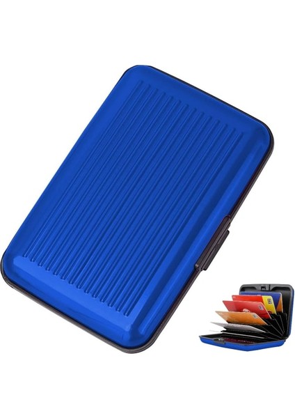 Rfıd Korumalı Alüminyum Kart Tutucu Mavi (Yurt Dışından)