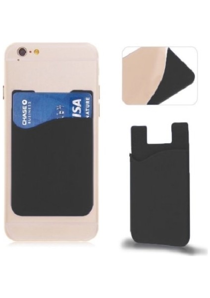 2'li Paket Kredi Kartı Cebi Akıllı Telefonlar Için Silikon Vcard Tutucu Siyah (Yurt Dışından)