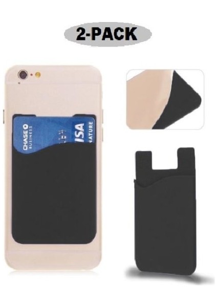 2'li Paket Kredi Kartı Cebi Akıllı Telefonlar Için Silikon Vcard Tutucu Siyah (Yurt Dışından) fiyatları