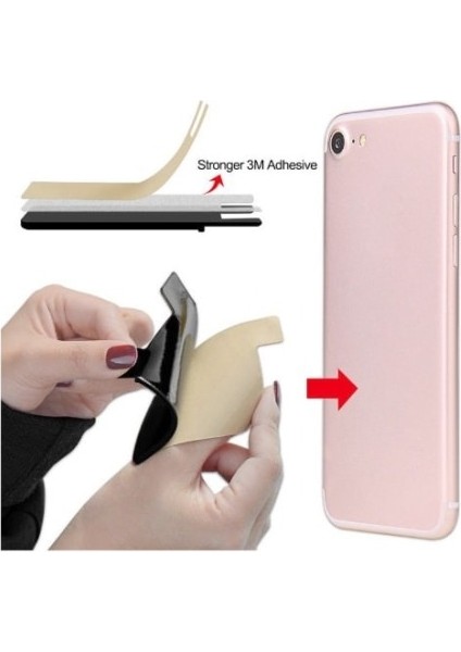 2'li Paket Kredi Kartı Cebi Akıllı Telefonlar Için Silikon Vcard Tutucu Siyah (Yurt Dışından) modelleri