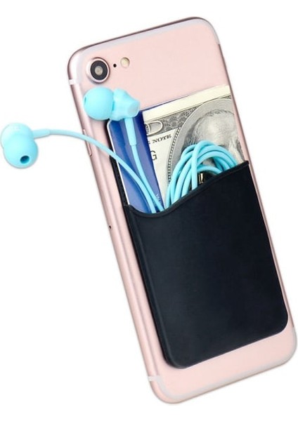 2'li Paket Kredi Kartı Cebi Akıllı Telefonlar Için Silikon Vcard Tutucu Siyah (Yurt Dışından) indirimleri