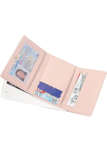 Inek Desenli Cüzdan Üç Katlı Cüzdan Nakit Cebi Kartlıklı Kadın Kimlik Cüzdanı (Pembe) (Yurt Dışından)