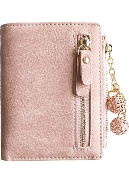 Kadın Rfid Küçük Bifold Deri Cüzdan Kadın Mini Fermuar Bozuk Para Cüzdanı Kimlik Kartı Cebi, Ince Kompakt Ince ---- Pembe C (Yurt Dışından)