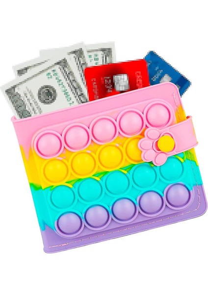 Pop Cüzdan Cüzdan Kızlar Kadınlar Için Fidget Pops Poppet It Sevimli Mini Küçük Gökkuşağı Cüzdan Para Cebi Kredi Kartı Tutucu Hangdbag (Yurt Dışından)