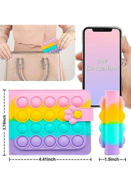Pop Cüzdan Cüzdan Kızlar Kadınlar Için Fidget Pops Poppet It Sevimli Mini Küçük Gökkuşağı Cüzdan Para Cebi Kredi Kartı Tutucu Hangdbag (Yurt Dışından)