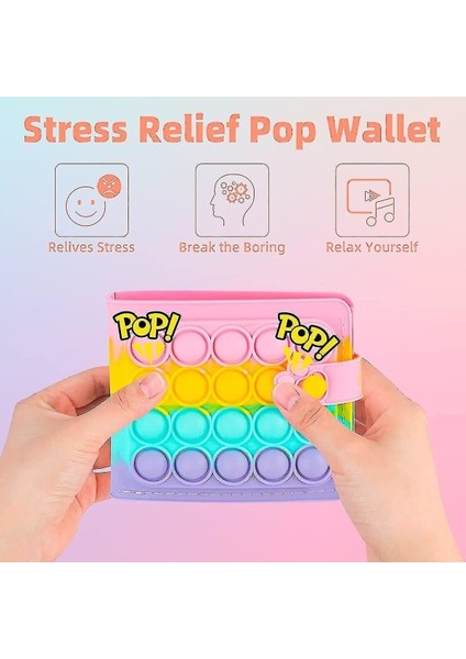 Pop Cüzdan Cüzdan Kızlar Kadınlar Için Fidget Pops Poppet It Sevimli Mini Küçük Gökkuşağı Cüzdan Para Cebi Kredi Kartı Tutucu Hangdbag (Yurt Dışından)