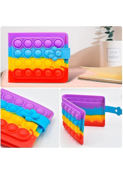 Pop Cüzdan Cüzdan Kızlar Kadınlar Için Fidget Pops Poppet It Sevimli Mini Küçük Gökkuşağı Cüzdan Para Cebi Kredi Kartı Tutucu Hangdbag (Yurt Dışından)