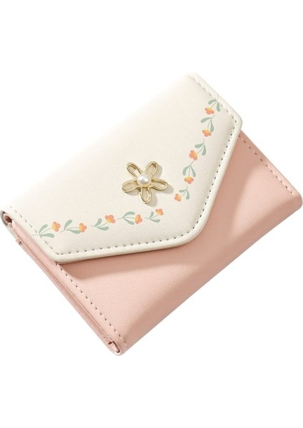Kadın Cüzdan Sevimli Çiçek Üç Katlı Cüzdan (Pembe) (Yurt Dışından)