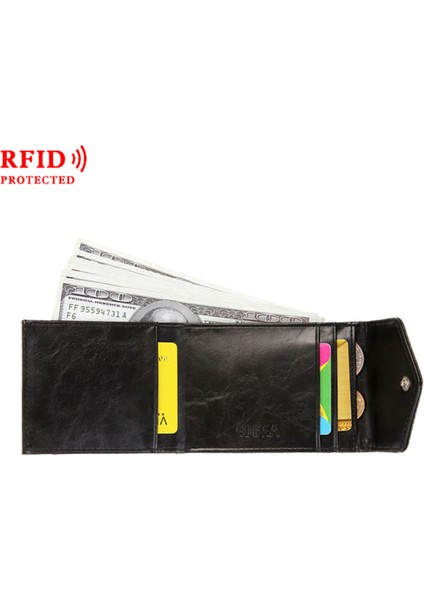 Moda Rfıd Cüzdan Mini Pu Deri Sikke Çanta Kart Sahibinin Siyah (Yurt Dışından) fiyatları