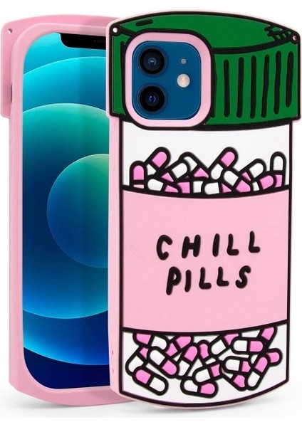 Sevimli iPhone 12 Kılıfı, Komik Soğuk Hap Kapsül Şişesi (Yurt Dışından)