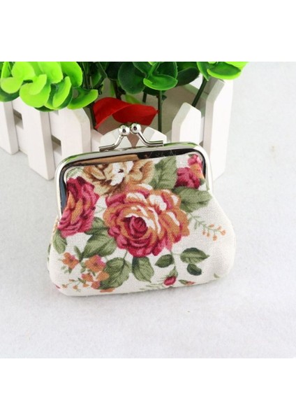 Retro Rose Küçük Değişim Cüzdan Öpücük Kilit Para Çantası Kadın Kızlar Siyah 9X7CM (Yurt Dışından)