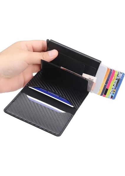 Karbon Rfıd - Nfc Korumalı Deri Cüzdan Kart Sahibinin 6 Kartlı Siyah (Yurt Dışından)