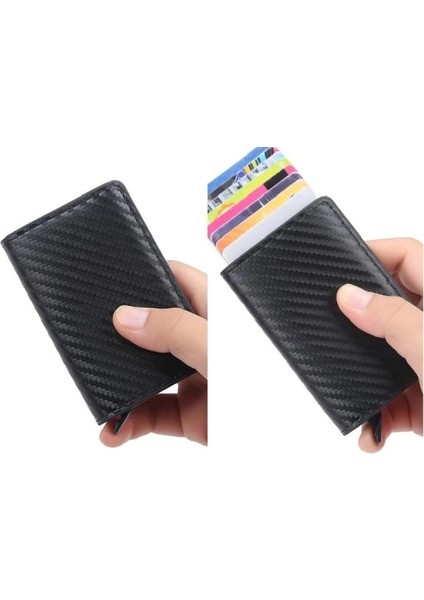 Karbon Rfıd - Nfc Korumalı Deri Cüzdan Kart Sahibinin 6 Kartlı Siyah (Yurt Dışından)