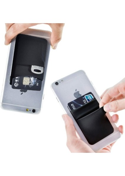 2'li Paket Universal Mobile Cüzdan/kart Tutucu - Kendinden Yapışkanlı Siyah (Yurt Dışından)