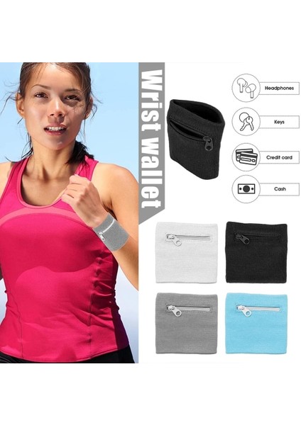 Bilek Cüzdan Çanta Askısı Fermuar Koşu Bisiklet Güvenli Çanta Spor W Siyah Tek Boyut (Yurt Dışından) fiyatları
