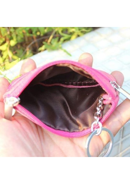 Deri Küçük Cüzdan Kart Sahibi Mini Anahtarlık Fermuarlı Para Çantası Siyah 10X7CM (Yurt Dışından)