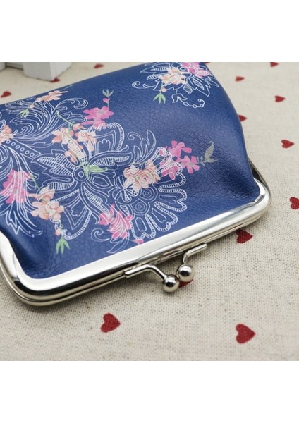 Baskılı Bozuk Para Çantası Vintage Kese Tokalı Debriyaj Çanta Cüzdan Çiçekler ve Kuşlar 12X10CM (Yurt Dışından)