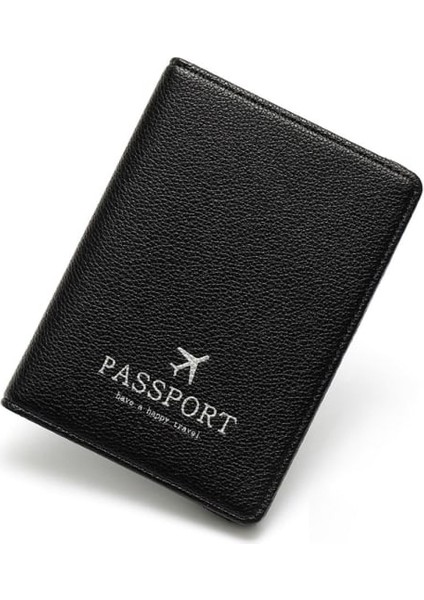 Rfıd Deri Pasaport Çantası Pasaport Tutucusu Siyah Siyah (Yurt Dışından)